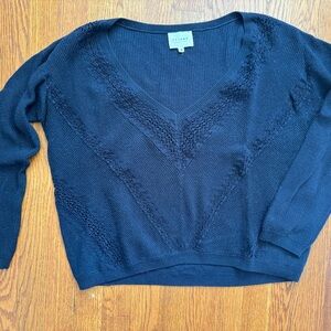 Sezane Deep Blue V-Neck Sweater
